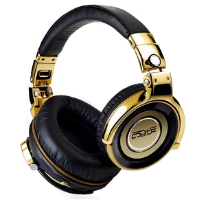 Gold Dj Headphones PNG 06212024