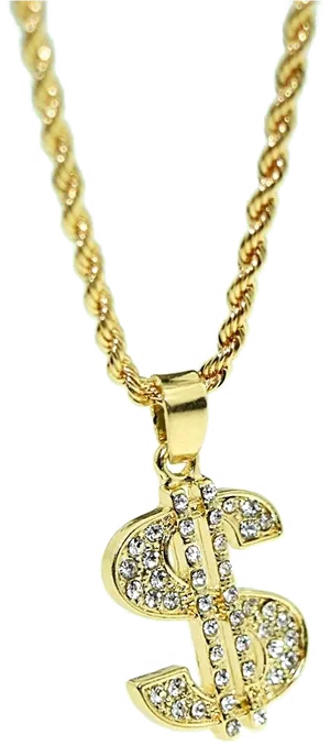 Gold Dollar Sign Pendant Necklace PNG image