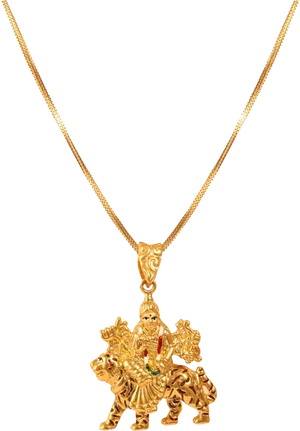 Gold Durga Pendant Necklace PNG image