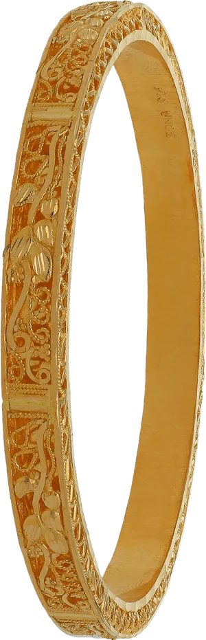 Gold Engraved Bangle Jewelry PNG image