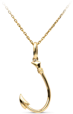 Gold Fishhook Pendant Necklace PNG image
