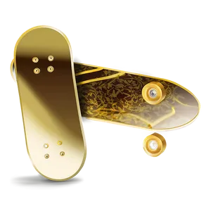 Gold Foil Skateboard Deck Illustration PNG Qom3 PNG