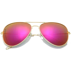 Gold Frame Pink Lens Aviator Sunglasses PNG image