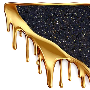 Gold Glitter Drip Border PNG 06282024