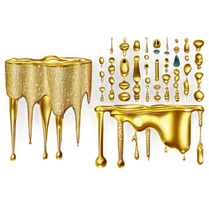 Gold Glitter Drip Illustration PNG Jtf