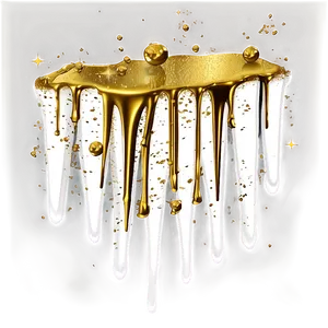 Gold Glitter Drip On White PNG Qqm