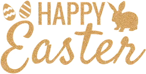 Gold Glitter Happy Easter Graphic PNG image