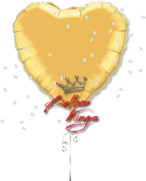 Gold Heart Balloonwith Crownand Confetti PNG image