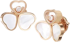 Gold Heart Motherof Pearl Earrings