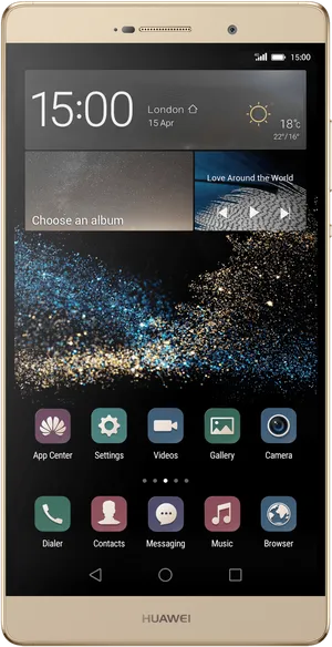 Gold Huawei Smartphone Display PNG image