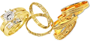 Gold Jewelry Collection Diamond Ring Bangles
