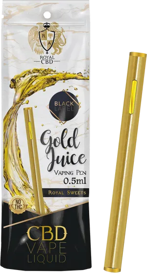 Gold Juice C B D Vaping Pen Packaging PNG image