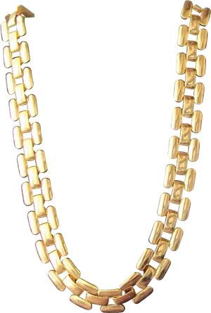 Gold Link Necklace Black Background PNG image