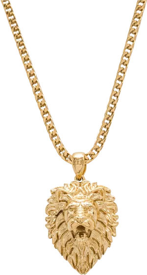 Gold Lion Pendant Necklace PNG image