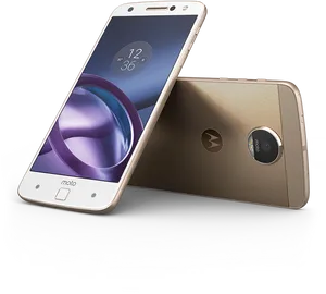 Gold Motorola Smartphone Dual View PNG