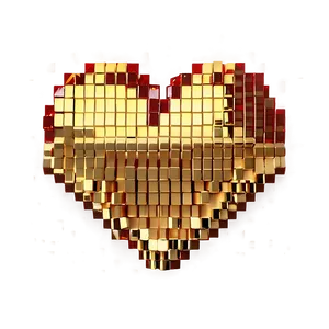 Gold Pixel Heart Png 05252024 PNG image