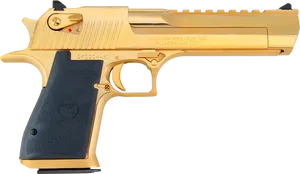 Gold Plated Desert Eagle Pistol PNG image