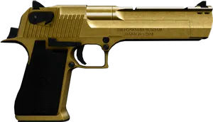 Gold Plated Desert Eagle Pistol PNG image