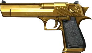 Gold Plated Desert Eagle Pistol PNG image