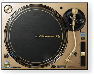 Gold Plated Professional D J Turntable PNG image