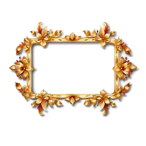 Gold Rectangle With Floral PNG Rkp