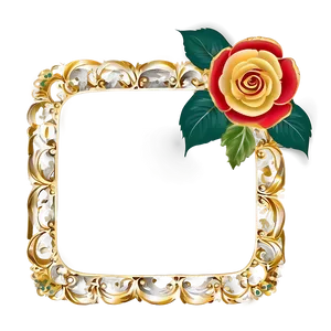 Gold Rectangle With Floral PNG Uky79