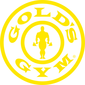 Gold's Gym Logo Yellowon Blue PNG image