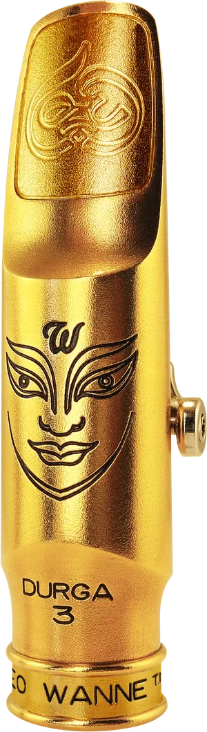 Gold Saxophone Mouthpiece Durga Design PNG