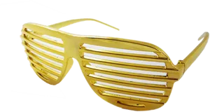 Gold Slatted Funky Sunglasses PNG image