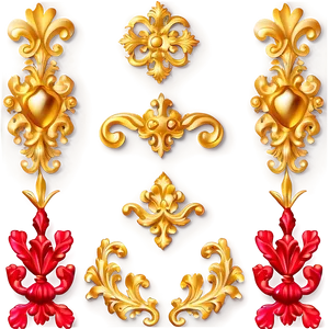 Gold Square With Baroque Details PNG 34