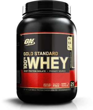 Gold Standard Whey Protein Powder Container PNG image