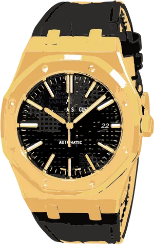 Gold Tone Automatic Wristwatch PNG image