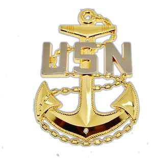 Gold U S N Anchor Badge PNG image