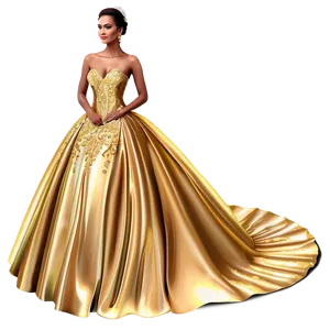 Gold Wedding Dresses PNG 06262024