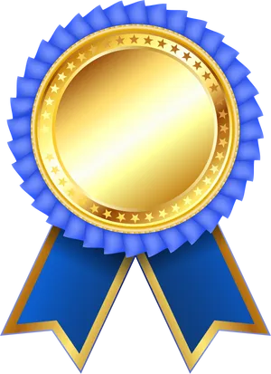 Goldand Blue Award Ribbon PNG image