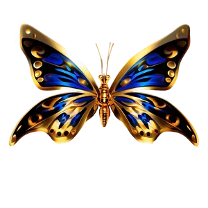 Golden 3d Butterfly PNG Uov
