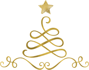 Golden Abstract Christmas Tree Design PNG