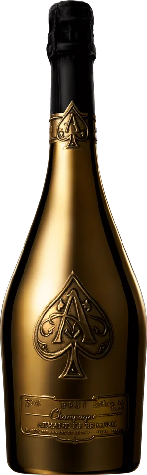 Golden Ace Spades Champagne Bottle PNG image