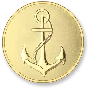 Golden Anchor Coin PNG image