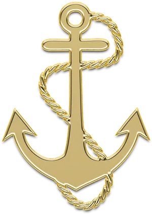 Golden Anchorwith Rope Design PNG image