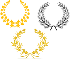 Golden_and_ Black_ Wheat_ Laurels_ Vector PNG image