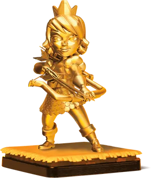 Golden Animated Archer Statue PNG image