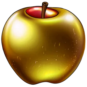 Golden Apple Illustration Png 06132024 PNG image