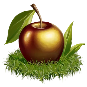 Golden Apple In Grass PNG 91