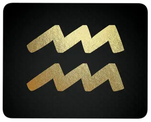 Golden Aquarius Symbolon Black Background PNG
