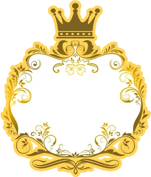 Golden Arabesque Framewith Crown PNG image