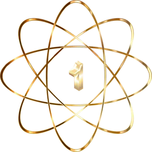 Golden Atomic Structure Number One PNG image