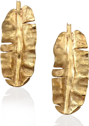 Golden Banana Leaf Earrings