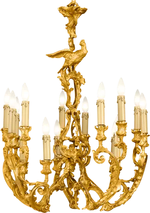 Golden Baroque Chandelier PNG image