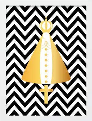 Golden Bell Black Chevron Background PNG image